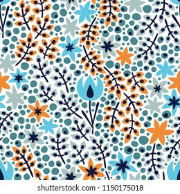 Seamless vector pattern Autumn flowers. Print for textile, fabric, wallpaper