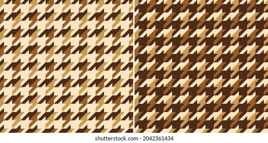 Patrón vectorial sin foco para el otoño con mancha de control de gallo en marrón, oro, beige. Impresión de dientes de perro neutro oscuro y sin soldadura para vestir, chaqueta, abrigo, falda, manta, funda de edredón, otro diseño textil.