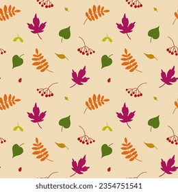 Seamless vector pattern with autumn leaves