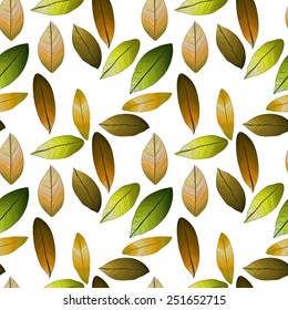 Seamless vector pattern with autumn leaves. Warm colors. Foliage