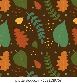 Padrão de vetor contínuo do outono deixa o fundo. Adequado para têxteis, coberturas, embalagem e como um fundo.