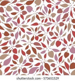 Seamless vector pattern of autumn leaves on white background