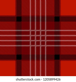 Seamless vector pattern with autumn palette. Classical textile print with checkers and stripes. Trendy fabric design with Scottish motifs.  Template for plaids, shirts, suits, dresses. Red.