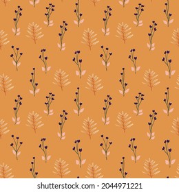 Nahtlose Vektorgrafik in Herbstpastellfarben mit Blättern und Beeren. Tapete, Scrapbooking, Textur und anderes Oberflächendesign. 