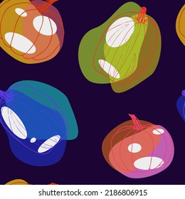 Seamless vector pattern autumn pumpkins. Simple bright drawing.