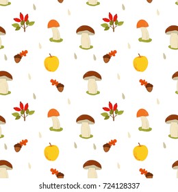 Seamless vector pattern with autumn season elements. Use it for web page background, wallpaper, surface textures, gifts, pattern fills