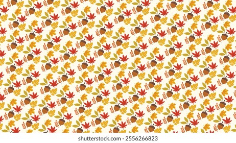 Seamless vector pattern autumn theme on a light background. Perfect for seasonal designs, fall-themed projects, and decorative backgrounds. SSTKBackgrounds