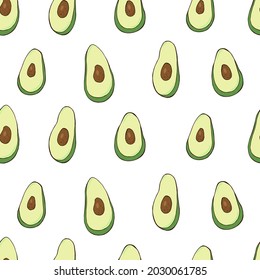 Seamless vector pattern of avocado. Decoration print for wrapping, wallpaper, fabric, textile.