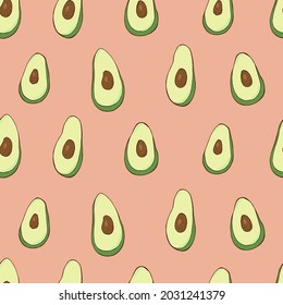Patrón vectorial sin foco de aguacate. Impresión decorativa para envolturas, papel pintado, tela, textil.
