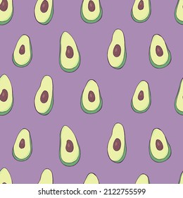 Seamless vector pattern of avocado. Decoration print for wrapping, wallpaper, fabric, textile.