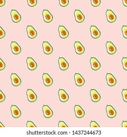 Seamless vector pattern with avocado. Avocado seamless pattern for print, fabric and organic, vegan, raw products packaging. Avocado background for eco producs and healthy food.