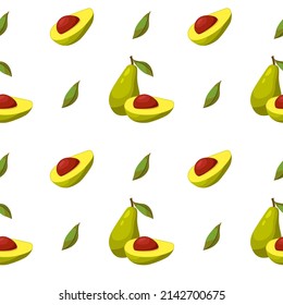 Seamless vector pattern with avocado. Print for textile, fabric, poster, card. Food background.