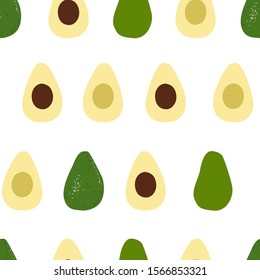 Seamless vector pattern with avocados on white background