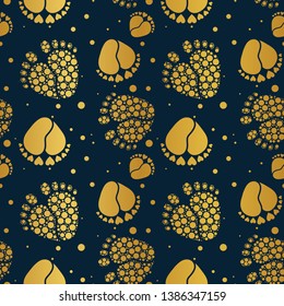 Seamless Vector Pattern with Baby Feet  and Heart