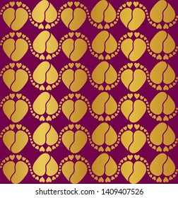 Seamless Vector Pattern with Baby Feet  and Heart