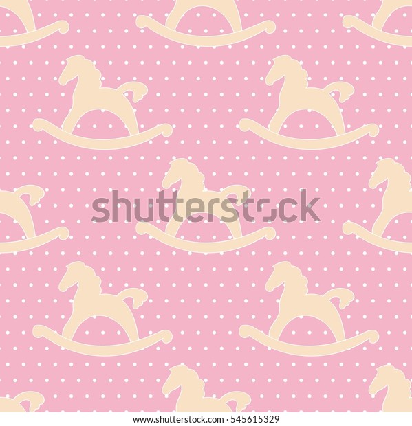 Seamless Vector Pattern Baby Swing Horse Stock Vector