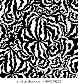Seamless vector pattern background with abstract wave ornaments, black and white hand drawn illustration, can be used for printing on paper, fabric or wrapping
