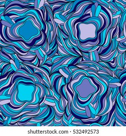 Seamless vector pattern background with abstract ornaments waves. Hand draw illustration