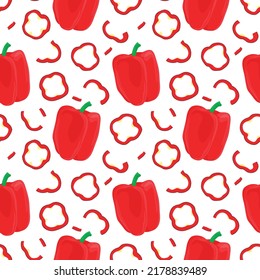 Seamless vector pattern background of bell peppers made of simple illustrations.