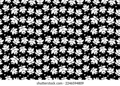 Seamless vector pattern. Background with branches and leaves on the white backdrop. Neutral ivy design. Mystic and oriental forest design. Ready for fabric design. Vector illustration 