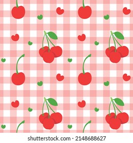 Seamless vector pattern background of cherries made of simple illustrations.