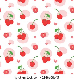 Seamless vector pattern background of cherries made of simple illustrations.