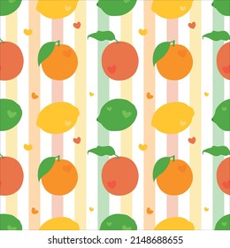 Seamless vector pattern background of citrus fruits made of simple illustrations.
