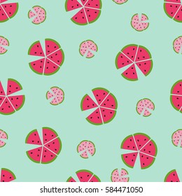 Seamless vector pattern background with colorful watermelons