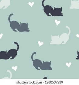 seamless vector pattern background with cute cat