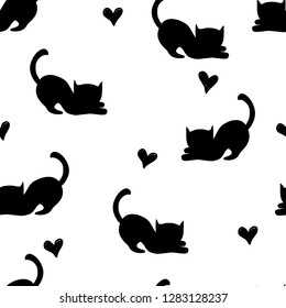 seamless vector pattern background with cute cat