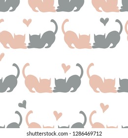 seamless vector pattern background with cute cat