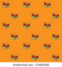 Seamless vector pattern background with decorative butterflies.Endless texture for background wrappaper, textile, postcards, banner design,