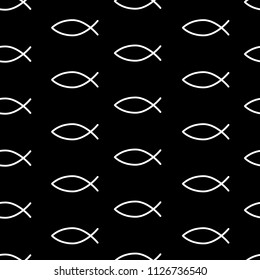 Seamless vector pattern, background design with fish simple silhouette