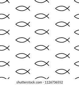 Seamless vector pattern, background design with fish simple silhouette