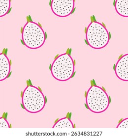 Seamless vector pattern background of dragon fruit