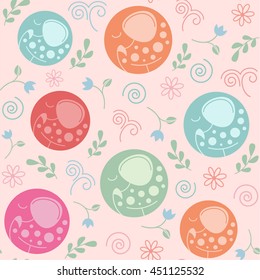 Seamless vector pattern. Background with elephants. 