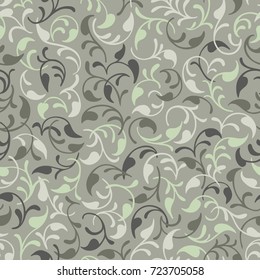 Seamless vector pattern background. Green leaves. Neutral colors