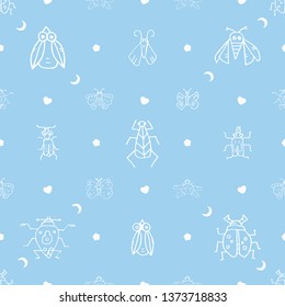 Seamless vector pattern, background with hand drawn cute Beetles and butterflies decorative elements Hand sketch line drawing. doodle style Series of Hand Drawn seamless Patterns 