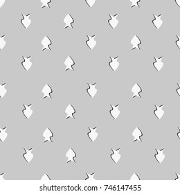 Seamless vector pattern background with icons of playing cards. Texture of gaming and gambling icons peak in gray tones.