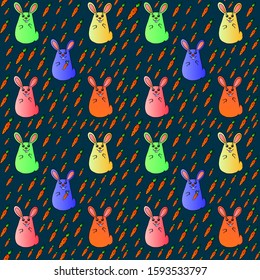 seamless vector pattern background image with rabbits and carrot 