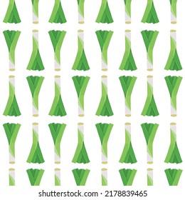 Seamless vector pattern background of leek made of simple illustrations.