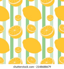 Seamless vector pattern background of lemons made of simple illustrations.