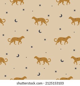 Seamless vector pattern background with leopard. Perfect for wallpapers, web page backgrounds