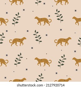 Seamless vector pattern background with leopard. Perfect for wallpapers, web page backgrounds