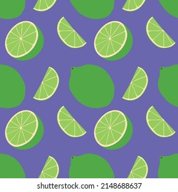 Seamless vector pattern background of limes made of simple illustrations.