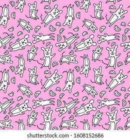 seamless vector pattern background with mouse and rat