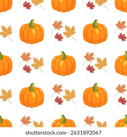 Seamless vector pattern background of pumpkin
