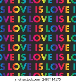 Seamless Vector Pattern Background Rainbow Heart Love Pride Month. Multicolored LGBT Love is love