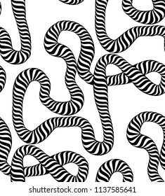 Seamless vector pattern background of ropes. Monochromatic. Isolated