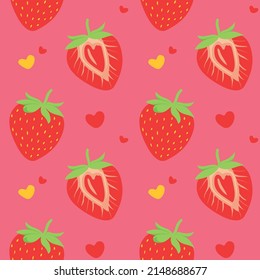 Seamless vector pattern background of strawberries made of simple illustrations.